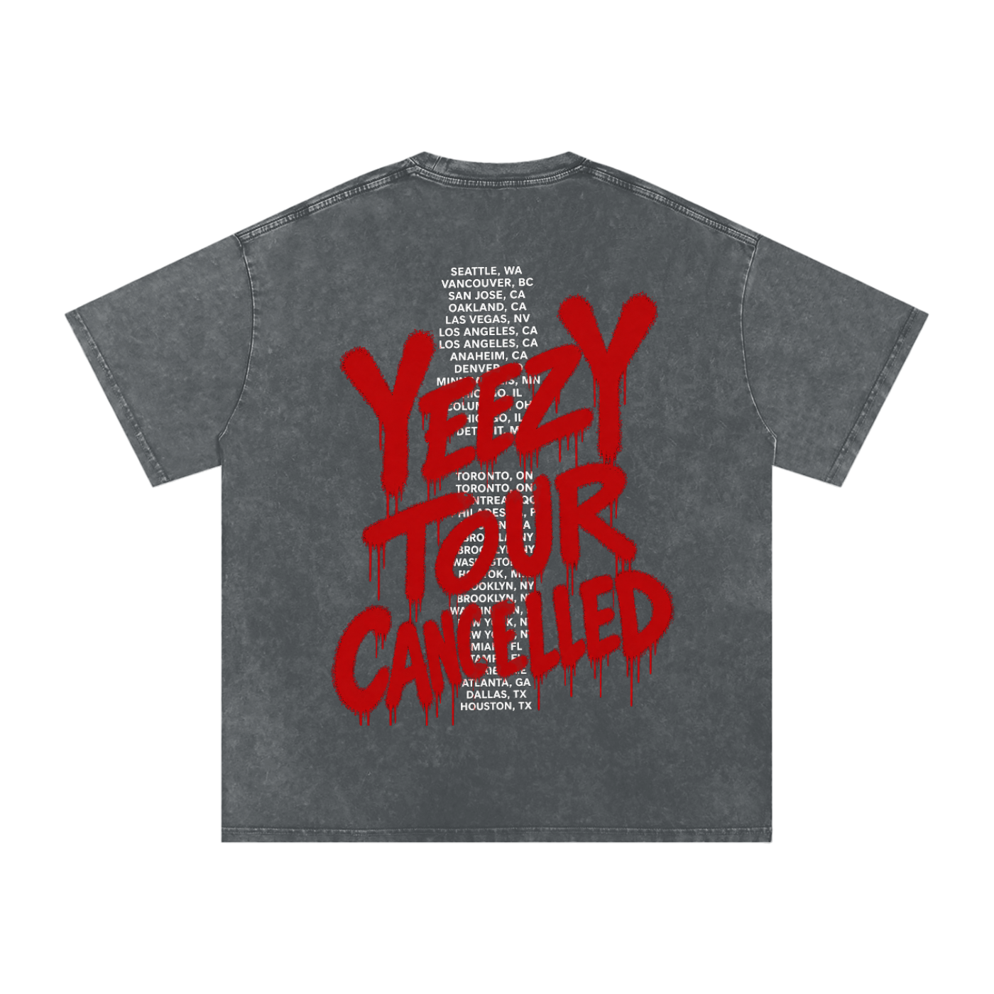 “Yeezy Hellraiser Tour” Washed Oversized Cotton T-Shirt