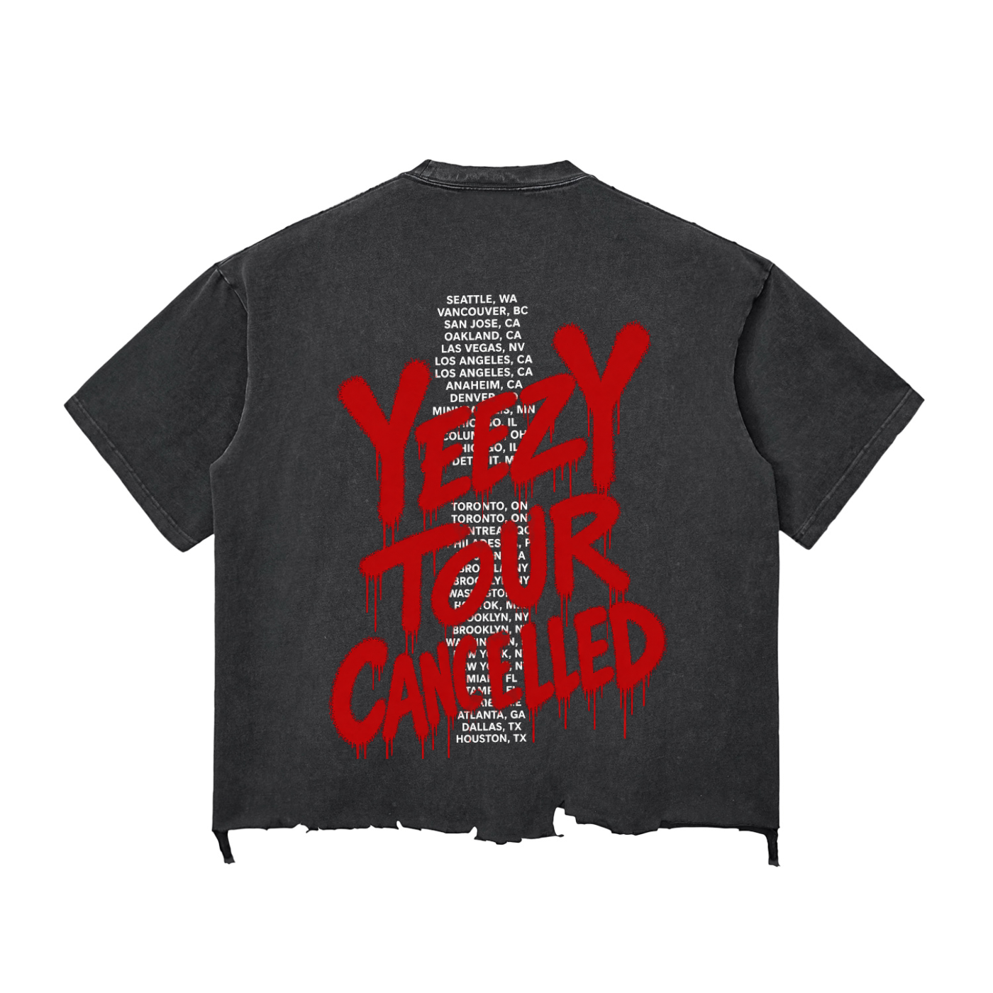 “Yeezy Hellraiser Tour” Raw-Hem Boxy T-shirt