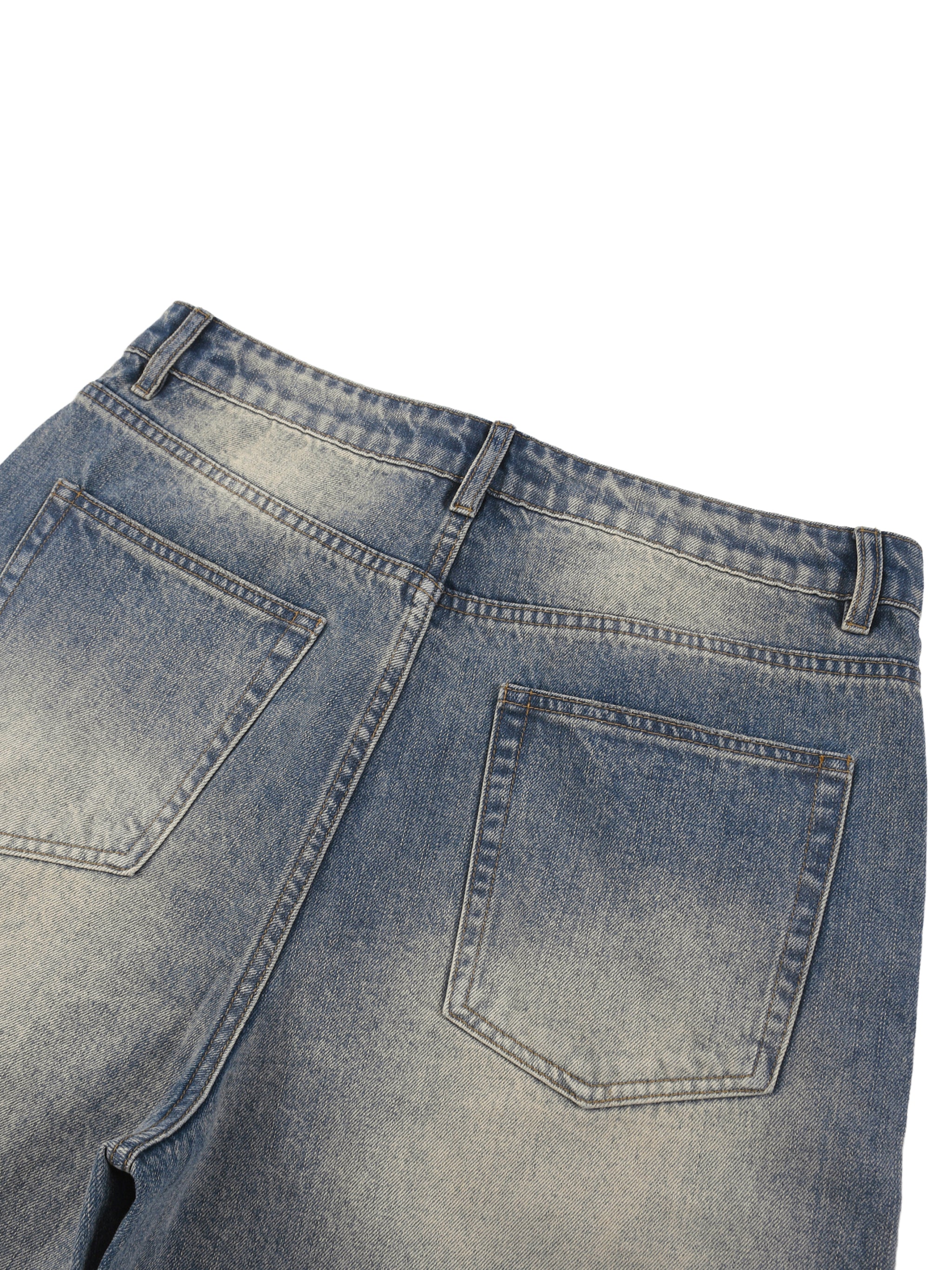 “Red Stripe” Faded Distressed Baggy Denim Shorts